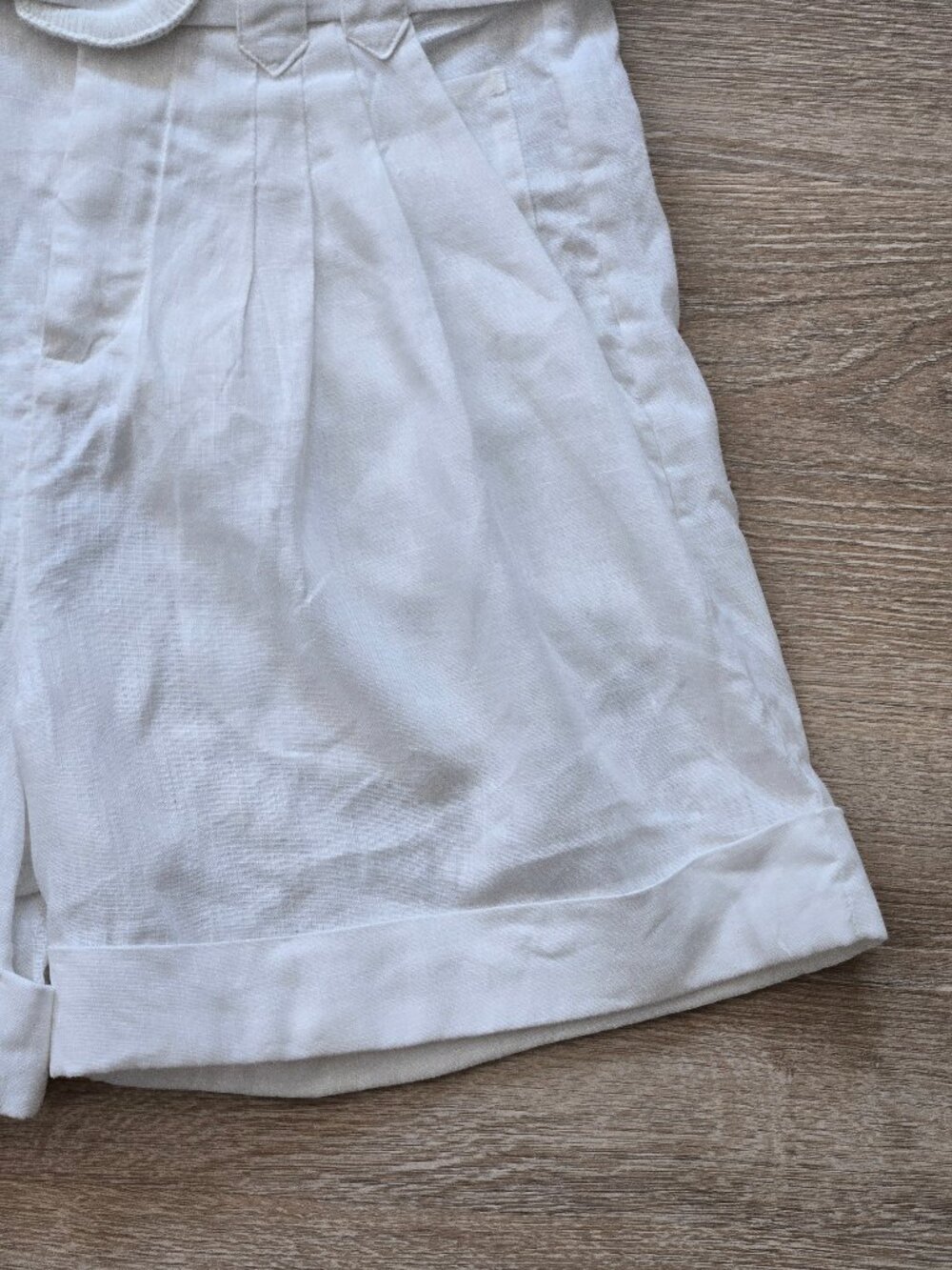 Farm Rio Tailored Linen Belted Shorts Ivory High Rise Size M New With Tags $145 - Picture 16 of 17